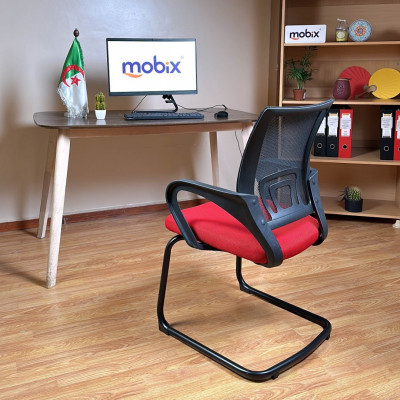 كرسي شبكي أحمر مع ظهر أسود Chaise VISITEUR filet couleur ROUGE et dos noir, ergonomique 