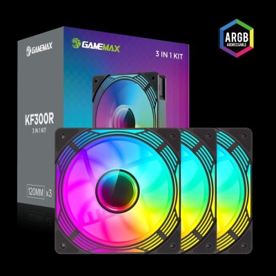 GAMEMAX KF300R BLACK PACK 3 FANS 120MM ARGB REVERSE