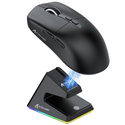 ATTACK SHARK X6 WIRELESS GAMING MOUSE PAW3395 WITH CHARGING DOCK BLACK