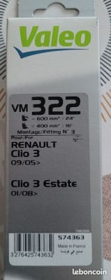 Essuie-glace Valeo d'origine clio3