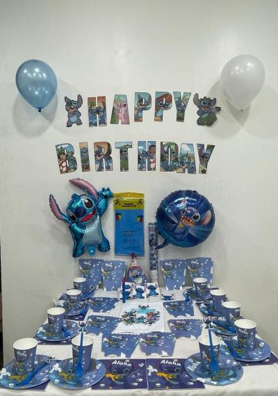 Coffret anniversaire theme stitch bleu alger ديكورات اعياد الميلاد للأطفال ستيتش
