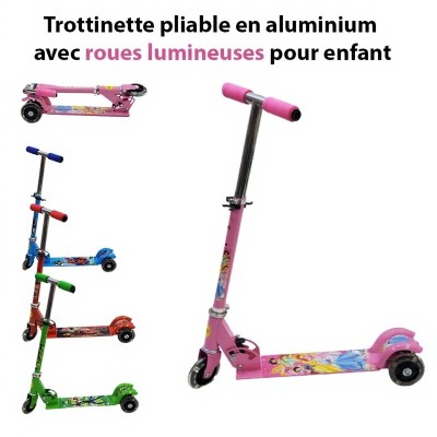 Trottinette pliable en aluminium avec roues lumineuses pour enfant