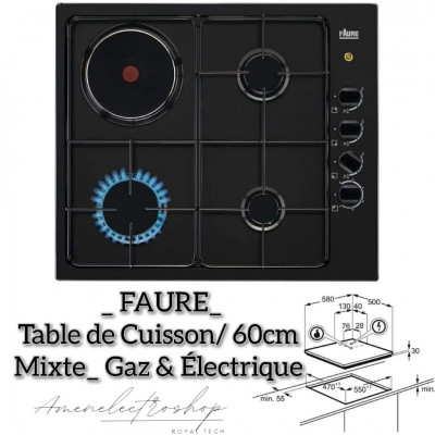 plaques-de-cuisson-plaque-mixte-gaz-electrique-noir-faure-mansourah-tlemcen-algerie