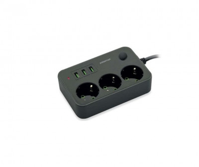 Rallonge prise Polo Smart  MP08 /3 Prise + 3 USB 2500W /250 v /10A avec interrupteur 2m