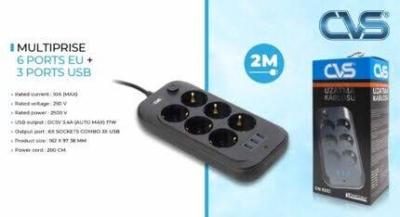 MULTIPRISE SPORTS+3 USB 2M CAPSYS DN9202