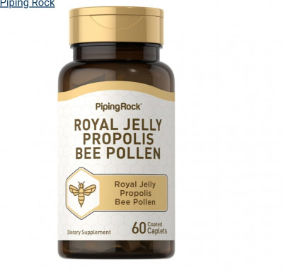 Pipingrock Gelée royale, propolis et pollen d'abeille, 60 caplets enrobés