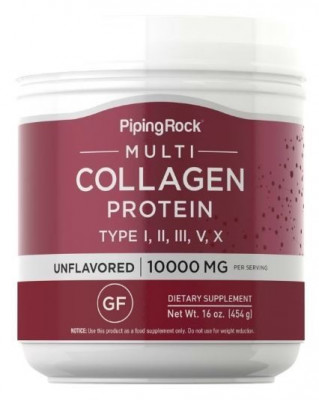 Piping Rock Multi collagene Complexe 10000mg de peptides type 1 2 3 4 5 Sans saveur sans gluten 450g