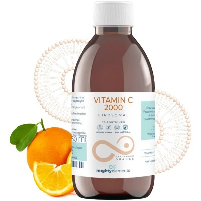 Mighty Elements Vitamine C liposomale végétalienne, avec arôme naturel d'orange 250 ml