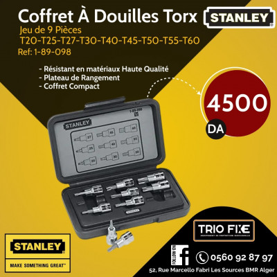 COFFRET DE DOUILLE TORX 1/2 9PCS T20-T60 - STANLEY - 1-89-098 - Tunisie