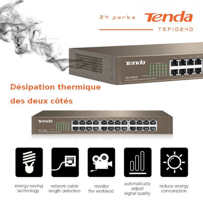 Switch Tenda 24 ports TEF1024D Ethernet 10/100Mbps