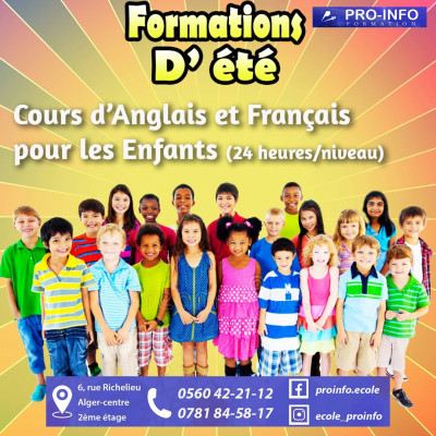Spécial vacances: Cours d'Anglais et de Français pour Enfants