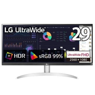 Ecran LG 29WQ600-W 29 Pouces Ultrawide FHD/Dalle IPS/21:9/HDR10/100Hz/5Ms/HDMI/DP/USB-C