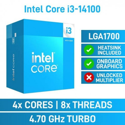 Intel Core i3-14100 4 Core CPU, LGA1700, 3.5GHz (4.7GHz Turbo