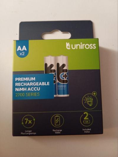 Uniross 2 Piles Rechargeables AA/HR6 2700 NIMH, 1.2V