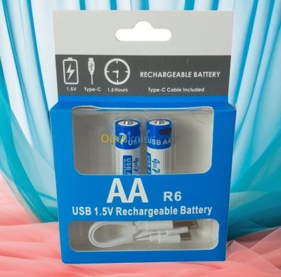 Piles Rechargeables Lithium-Ion AA R6 2600mAh Lot De 2 Avec Charge Rapide 1.5H Et 1200 Cycles
