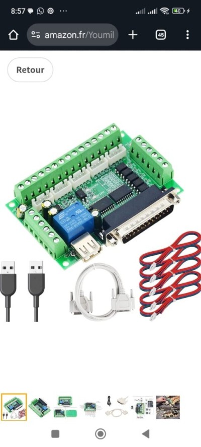 Kit Carte D'interface CNC 5 axes USB MACH3 + Cable DB25/DB25