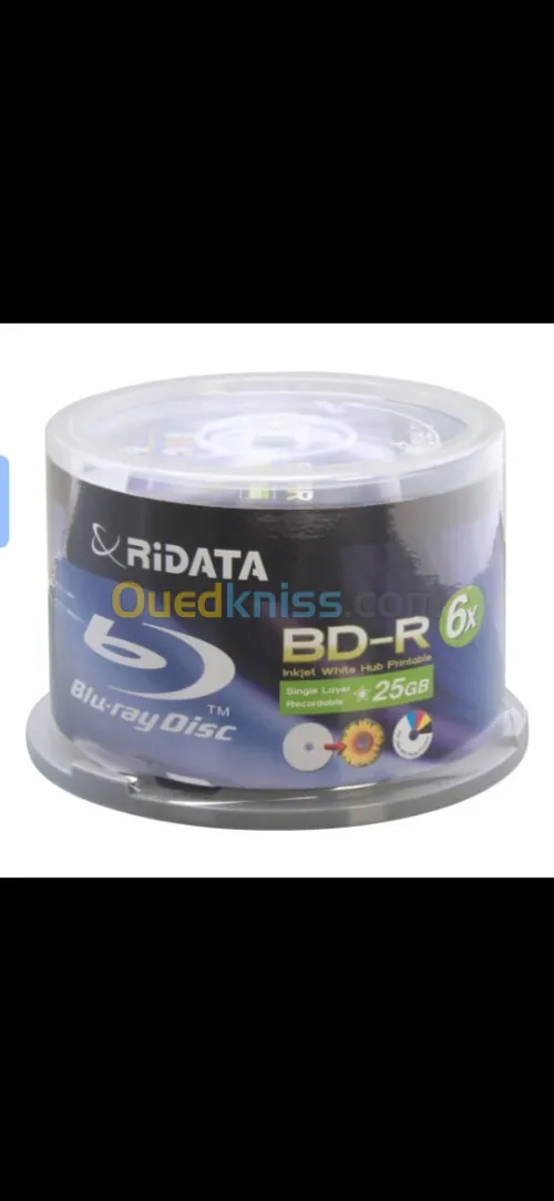 CD BLU RAY . 25gb ridata (800da).50gb .hp (1300da) البيع بالجملة .gross