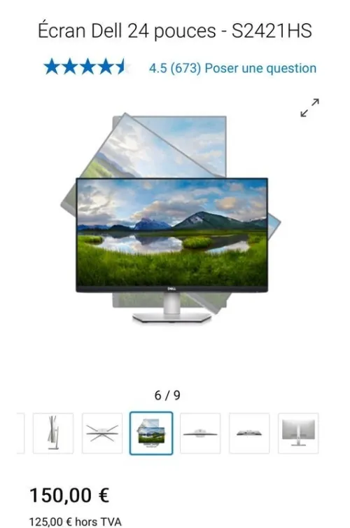 Écran Moniteur gaming/ télé-travail Dell 24 pouces - S2421HS 