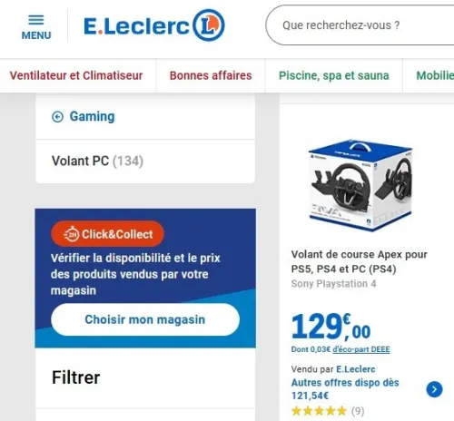 volant de course Apex pour PS5, PS4 et PC