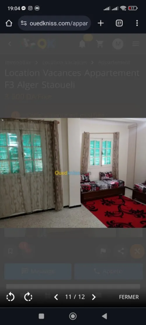 Location vacances Appartement F3 Alger Staoueli
