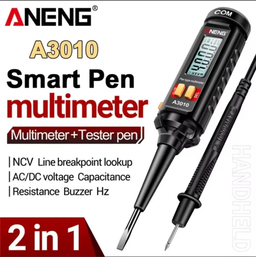 ANENG - stylo multimètre numérique A3010, type 4000 points, détection rétro-éclairé, intelligent, sans contact, tension AC 600V, outils de test NCV