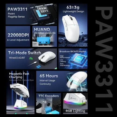 ATTACK SHARK X11 PAW3311 AVEC STATION DE CHARGE