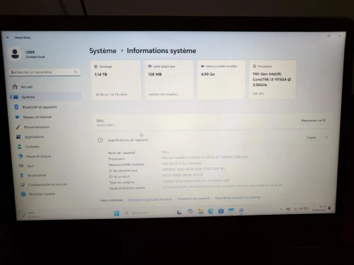 PC PORTABLE Dell Vostro 3500, 11th Gen, Intel Core i3-1115G4, 4GB, SSD 256GB, 1TB HDD, 15.6 inch"