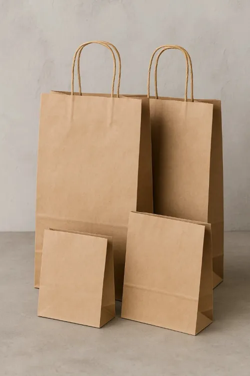 Sacs en Papier Kraft Avec ou Sans Poignées