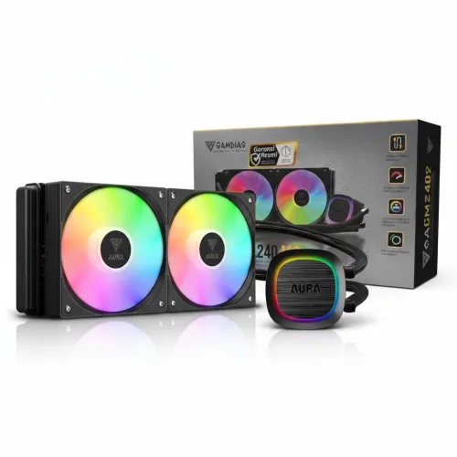 WATER COOLING GAMDIAS AURA GL240 V2  240MM -2 X FANS ARGB BLACK