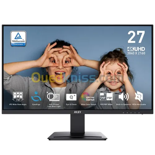 Ecran MSI PRO 27 MP273U 4K - 3840 x 2160 pixels - 4 ms  Dalle IPS - HDR  Haut-parleurs - Noir