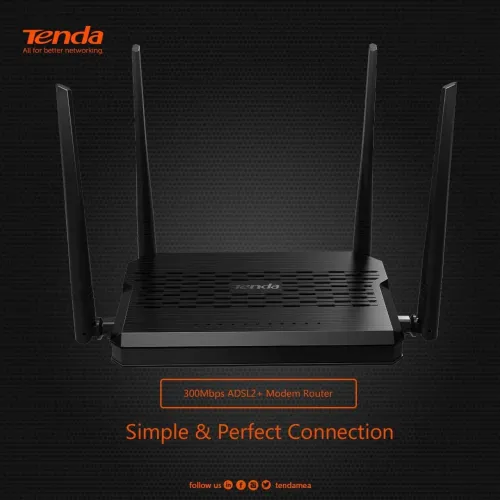 Modem Tenda D305 Routeur ADSL2 Plus Wifi 300Mbps 4 Antennes