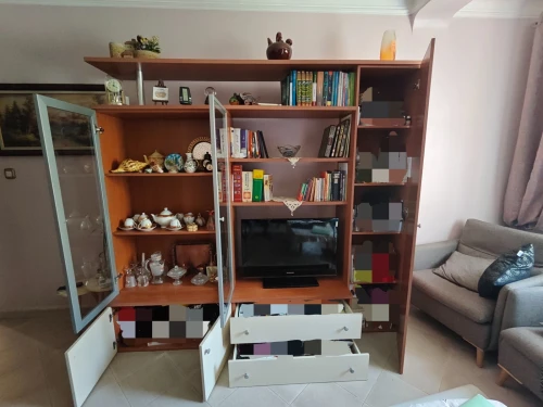 Meuble TV bibliothèque salon 225x55 cm