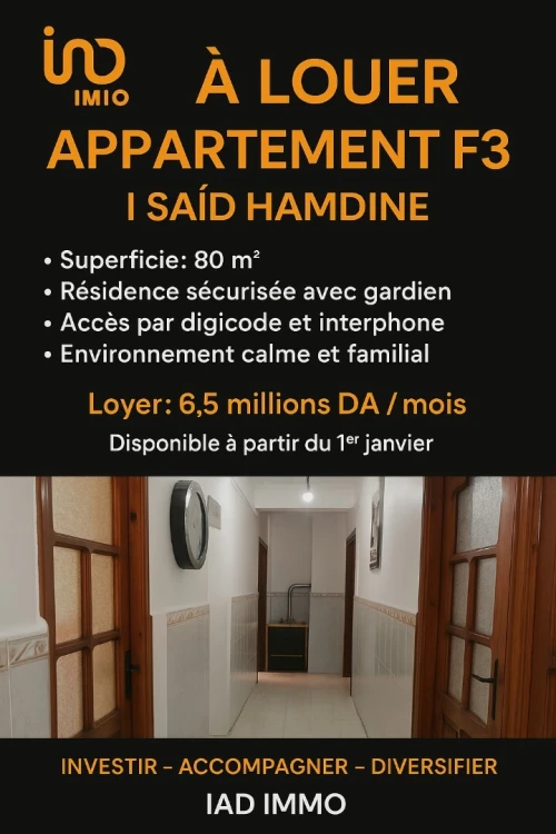 Location Appartement F3 Alger Said hamdine