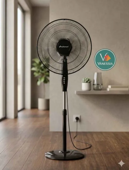 Ventilateur sur pied marque multismart noir 18 modern