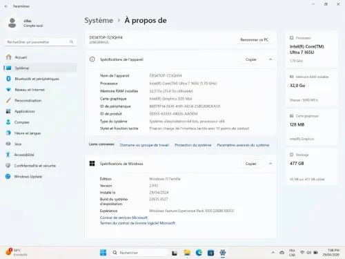 LENOVO THINKPAD T14 GEN 5 ULTRA 7 Écran tactile