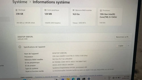 DELL Latitude 5440 --- Intel Core i5-1345U / 16Go RAM / 256Go SSD