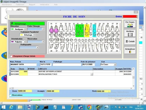 Logiciel de gestion des patients d'un cabinet dentaire