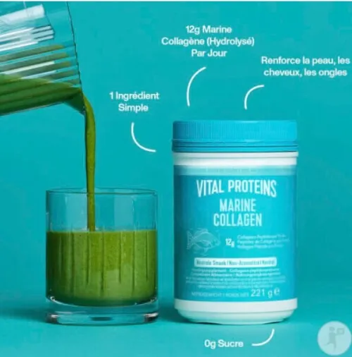 Vital Proteins Marine Collagène Anti-Âge Non-Aromatisé Complément Alimentaire Pot 221G