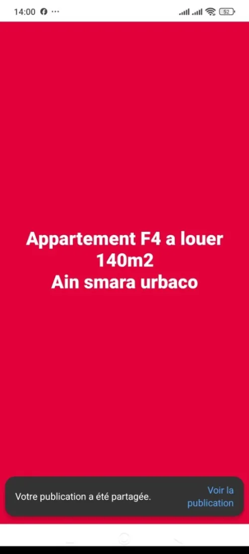 Location Appartement F4 Constantine Ain smara