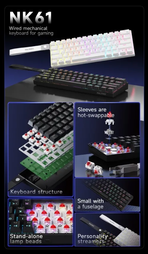 Clavier AJAZZ NK61 Mechanical Keyboard Red switches