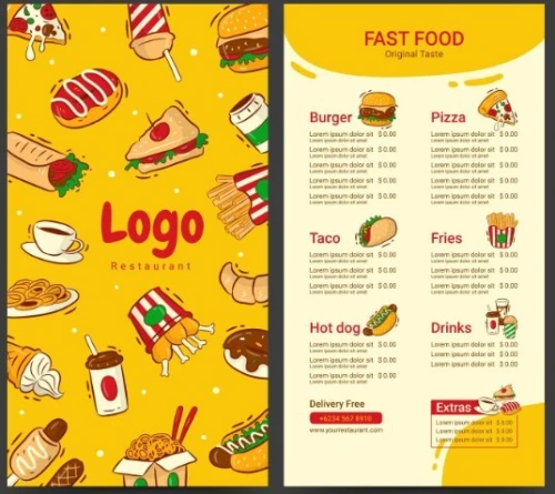 Design de menu pour Restaurant/Fast-food/Snack