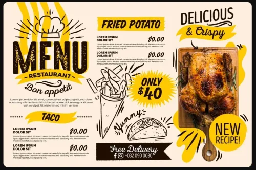Design de menu pour Restaurant/Fast-food/Snack