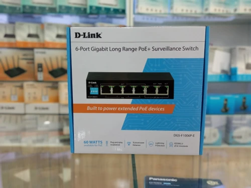 D-Link 6-Port Gigabit PoE Switch with 4 Long Reach PoE Ports and 2 Uplink Ports DGS-F1006P-E