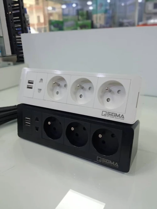 BLOC MULTIPRISE AVEC USB ( 3 PRISES FRANCAISES + 1 PRISE ANGLAISE )