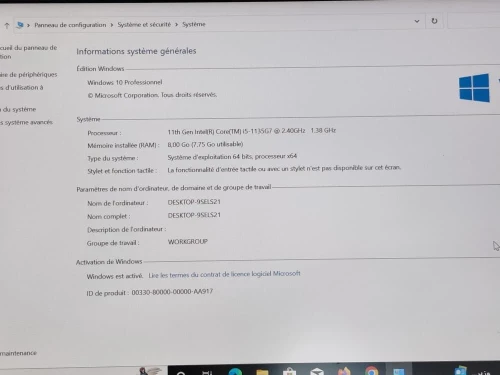 DELL LATITUDE 3420 / INTEL I5 11 EME / 8 G / 256 / 14 FHD
