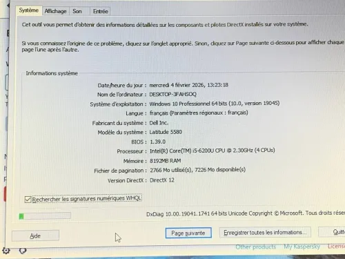 DELL LATITUDE 5580 / INTEL I5 6EME / 8 G / 256 SSD / 15.6 FHD