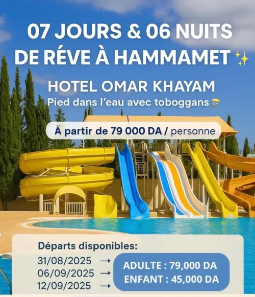 Voyage organisé bus septembre Omar khayam hammamet 