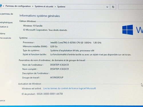 LENOVO IP 330S / INTEL I5 8EME / 8 G / 256 NVME / 15.6 FHD