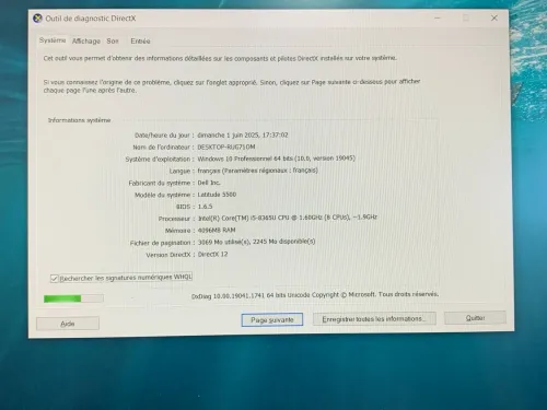 DELL LATITUDE 5500 / INTEL I5 8 EME / 8 G / 256 SSD NVME / 15.6 FHD