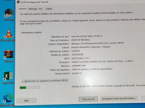 LENOVO THINKPAD T480S ULTRA SLIM I5 8EME / 20G / 256 SSD /14 FHD